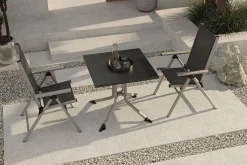 KETTLER BasicPlus Pro Balkon-Set, silber/anthrazit, Alu/Textilene, Tisch 80 x 80 cm, 2 Klappstühle