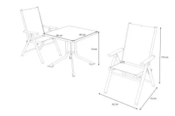 KETTLER BasicPlus Pro Balkon-Set, silber/anthrazit, Alu/Textilene, Tisch 80 x 80 cm, 2 Klappstühle