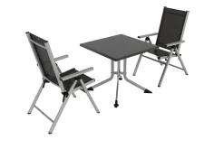 KETTLER BasicPlus Pro Balkon-Set, silber/anthrazit, Alu/Textilene, Tisch 80 x 80 cm, 2 Klappstühle