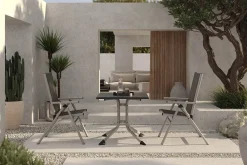KETTLER BasicPlus Pro Balkon-Set, silber/anthrazit, Alu/Textilene, Tisch 80 x 80 cm, 2 Klappstühle