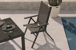 KETTLER BasicPlus Pro Balkon-Set, anthrazit, Alu/Textilene, Tischplatte klappbar 80 x 80 cm, 2 Klappstühle, geeignet für Balkone