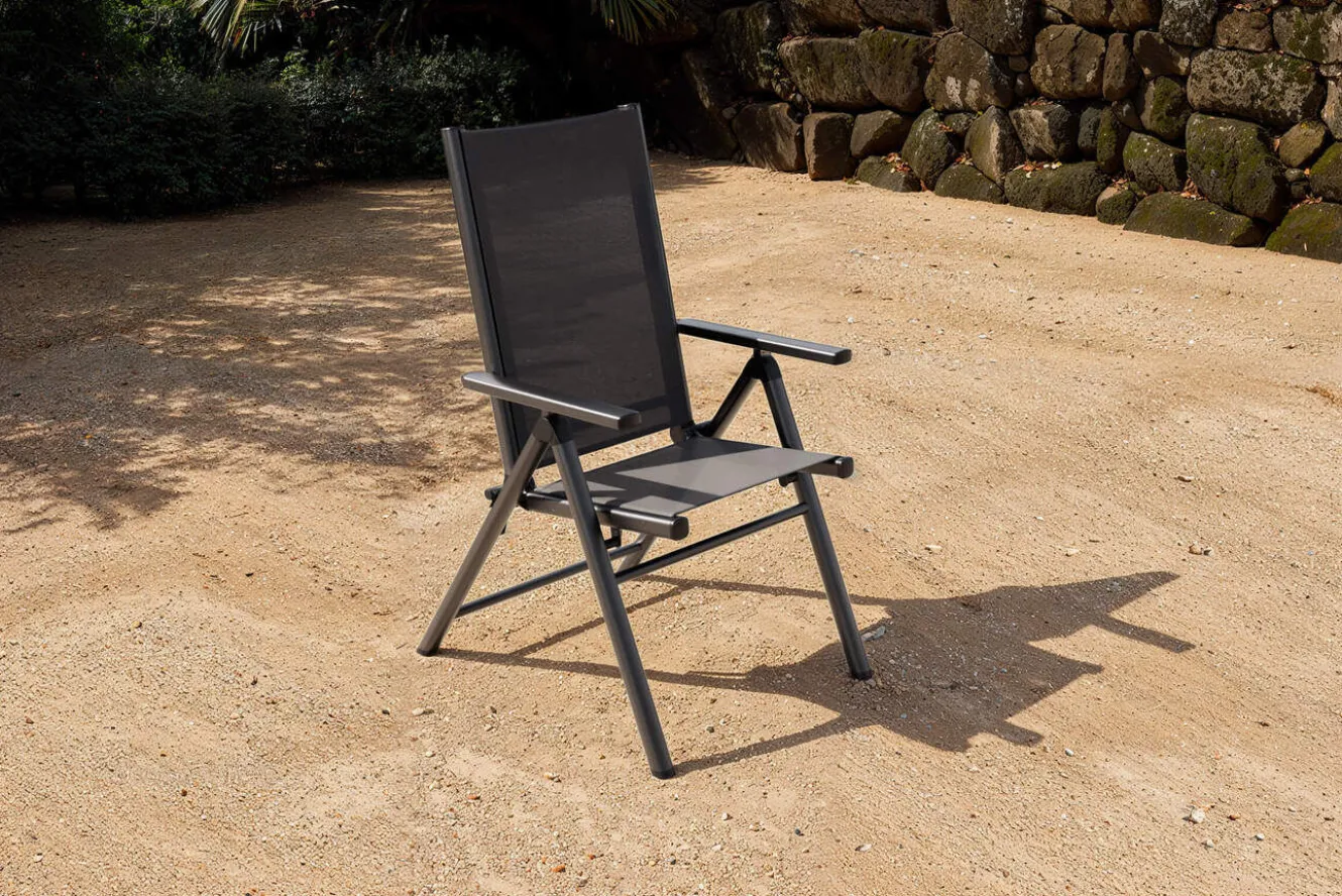 KETTLER BasicPlus Pro Balkon-Set, anthrazit, Alu/Textilene, Ø100 x 74 cm, 2 Klappstühle, geeignet für Balkone