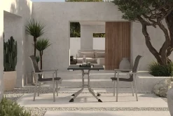 KETTLER BasicPlus Pro Balkon-Set, silber/anthrazit, Alu/Textilene, Klapptisch eckig 80 x 80 cm, 2 Stapelsessel