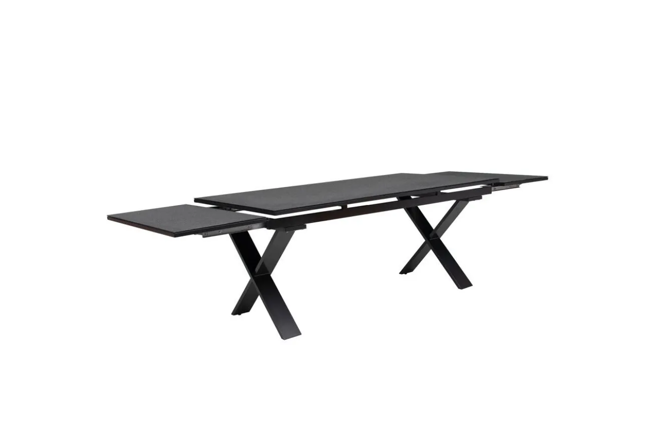 KETTLER BasicPlus Pro Garten-Essgruppe, anthrazit, Alu/Textilene/Spraystone, Tisch 180/280 x 100 cm, 8 Stapelsessel