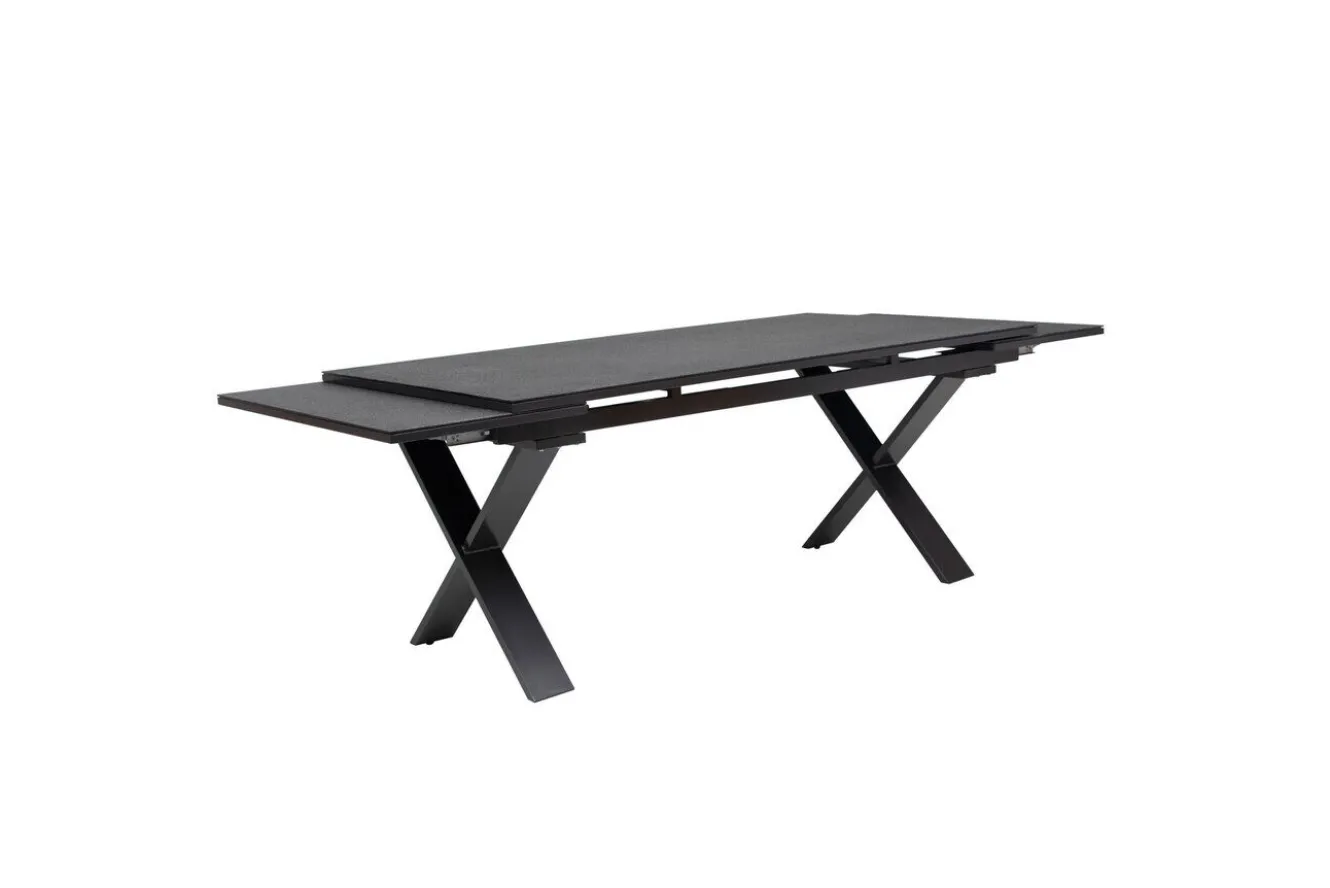 KETTLER BasicPlus Pro Garten-Essgruppe, anthrazit, Alu/Textilene/Spraystone, Tisch 180/280 x 100 cm, 8 Stapelsessel