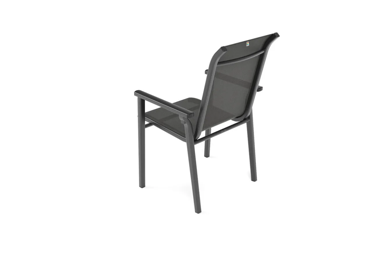 KETTLER BasicPlus Pro Garten-Essgruppe, anthrazit, Alu/Textilene/Spraystone, Tisch 180/280 x 100 cm, 8 Stapelsessel