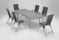 KETTLER BasicPlus Pro Garten-Essgruppe, 6 Personen, ausziehbarer Tisch 180–240 cm, Aluminium/Textilene, Exklusivmodell