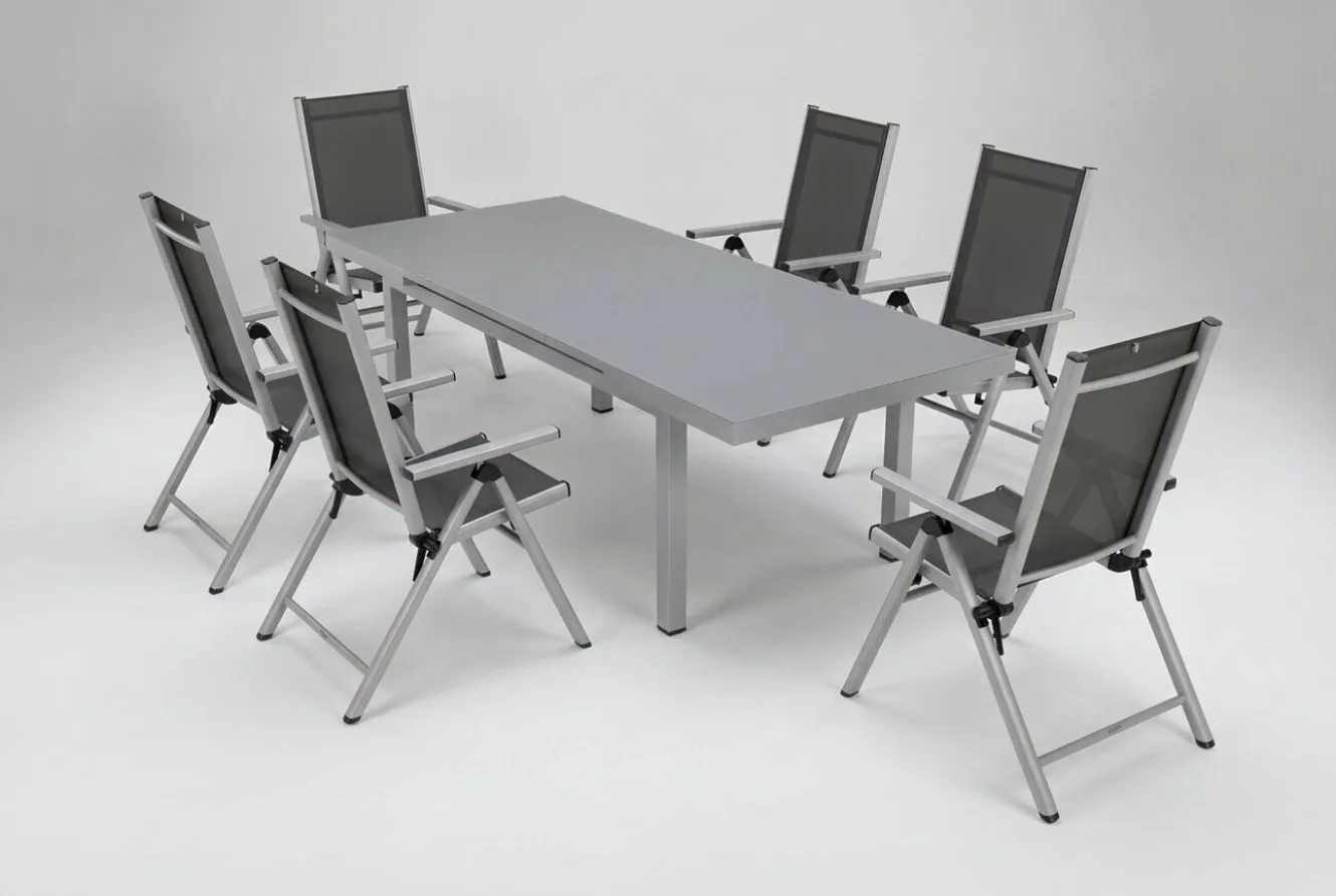 KETTLER BasicPlus Pro Garten-Essgruppe, 6 Personen, ausziehbarer Tisch 180–240 cm, Aluminium/Textilene, Exklusivmodell