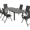 KETTLER BasicPlus Pro Garten-Essgruppe, 6 Personen, ausziehbarer Tisch 160–260 cm, Alu/Textilene, Exklusivmodell