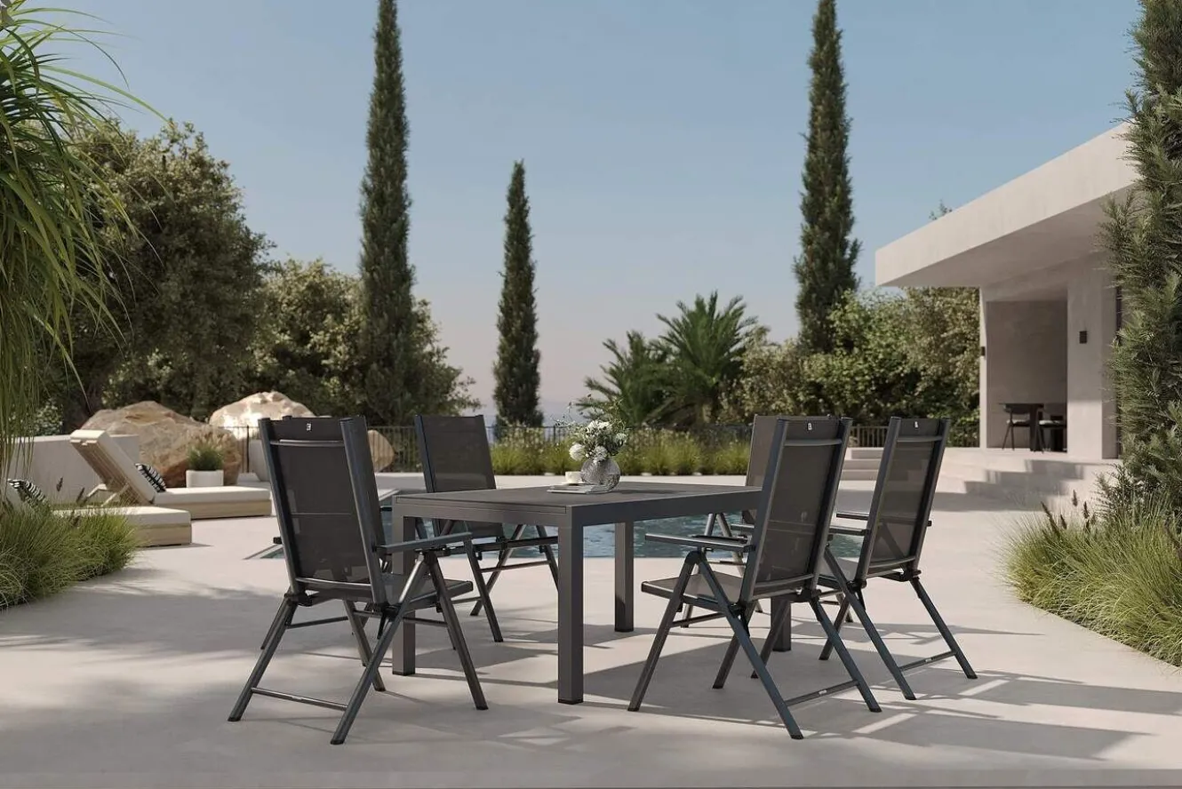KETTLER BasicPlus Pro Garten-Essgruppe, 6 Personen, ausziehbarer Tisch 160–260 cm, Alu/Textilene, Exklusivmodell