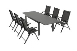KETTLER BasicPlus Pro Garten-Essgruppe, 6 Personen, ausziehbarer Tisch 160–260 cm, Alu/Textilene, Exklusivmodell