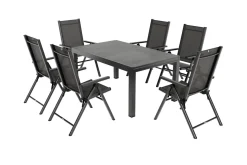 KETTLER BasicPlus Pro Garten-Essgruppe, 6 Personen, ausziehbarer Tisch 160–260 cm, Alu/Textilene, Exklusivmodell