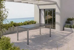 KETTLER BasicPlus Pro Garten-Essgruppe, silber/anthrazit, Alu/Textilene, Tisch 160 x 95 cm, 6 Klappstühle