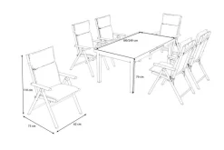 KETTLER BasicPlus Pro Garten-Essgruppe, anthrazit/natur, Alu/Textilene/Glas, Tisch ausziehbar 180/240 cm, 6 Klappstühle inkl. Auflagen