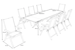 KETTLER BasicPlus Pro Garten-Essgruppe, silber/anthrazit, Alu/Textilene, Spraystone-Tischplatte 180/280 x 100 cm, 8 Klappstühle