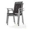 KETTLER BasicPlus Pro Garten-Essgruppe, silber/anthrazit, Alu/Textilene, Tisch 160 x 95 cm, 4 Stapelstühle