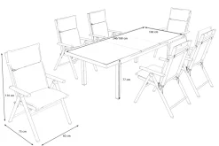 KETTLER BasicPlus Pro Garten-Essgruppe, 6 Personen inkl. Sitzkissen, ausziehbarer Tisch 180–240 cm, Aluminium/Textilene