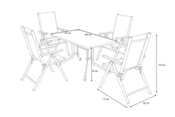 KETTLER BasicPlus Pro Garten-Essgruppe, anthrazit, Alu/Textilene, klappbarer Tisch 140 x 95 cm, 4 Klappstühle