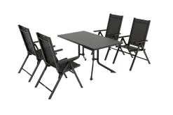 KETTLER BasicPlus Pro Garten-Essgruppe, anthrazit, Alu/Textilene, klappbarer Tisch 140 x 95 cm, 4 Klappstühle