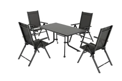 KETTLER BasicPlus Pro Garten-Essgruppe, anthrazit, Alu/Textilene, klappbarer Tisch 140 x 95 cm, 4 Klappstühle