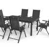 KETTLER BasicPlus Pro Garten-Essgruppe, anthrazit, Alu/Textilene/Spraystone, ausziehbare Tischplatte 180/240 x 100 cm, 6 Klappstühle