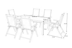 KETTLER BasicPlus Pro Garten-Essgruppe, anthrazit, Alu/Textilene/Spraystone, ausziehbare Tischplatte 180/240 x 100 cm, 6 Klappstühle