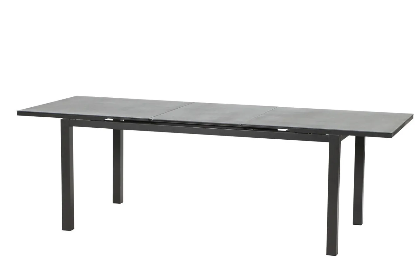 KETTLER BasicPlus Pro Garten-Essgruppe, anthrazit, Alu/Textilene/Spraystone, ausziehbare Tischplatte 180/240 x 100 cm, 6 Klappstühle