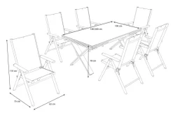 KETTLER BasicPlus Pro Garten-Essgruppe, anthrazit, Alu/Textilene, Tisch ausziehbar 180/280 x 100 cm, 6 Klappstühle