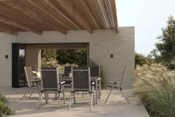 KETTLER BasicPlus Pro Garten-Essgruppe, silber/anthrazit, Alu/Textilene, Tischplatte 160 x 95 cm, 6 Klappstühle