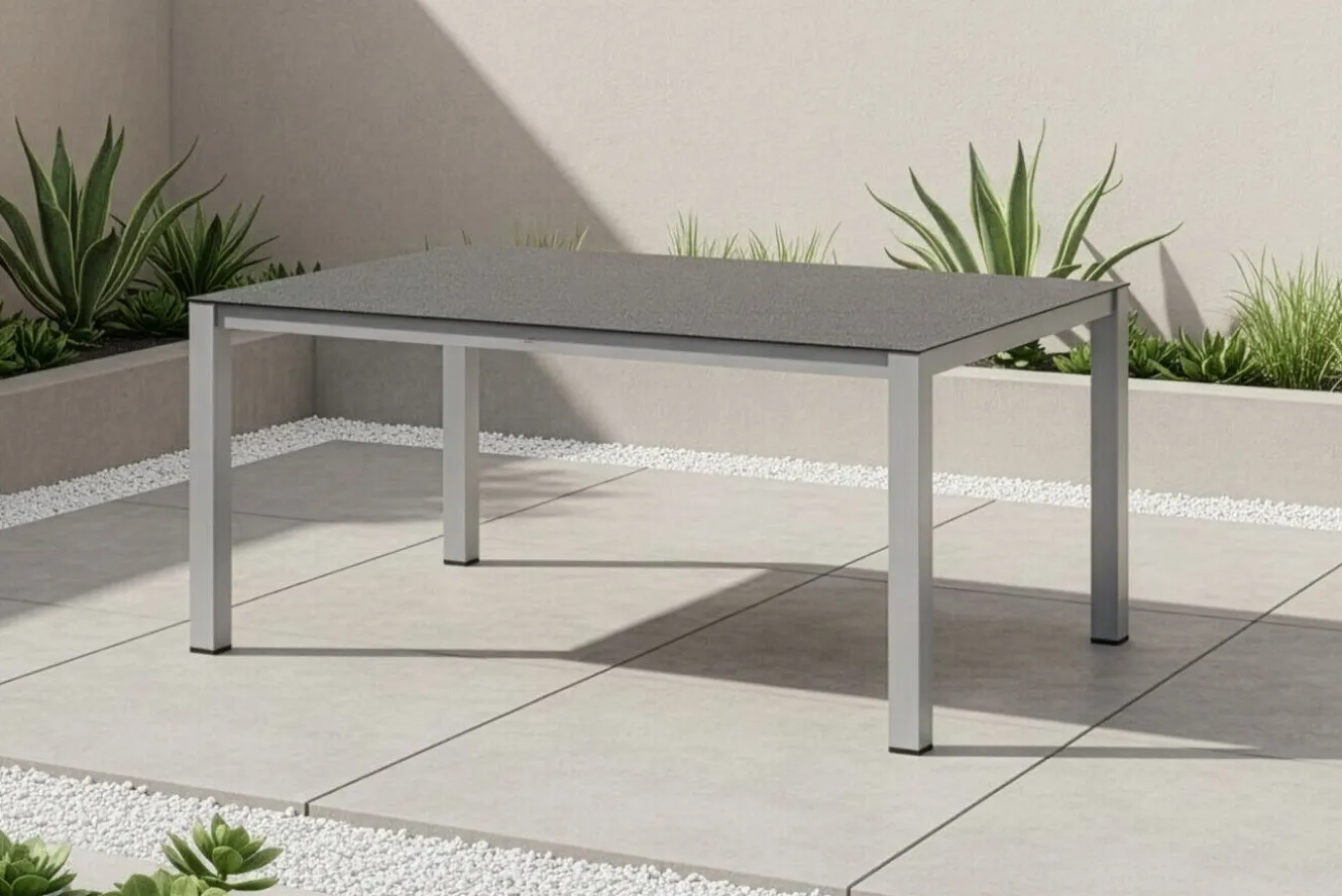 KETTLER BasicPlus Pro Garten-Essgruppe, silber/anthrazit, Alu/Textilene/Sicherheitsglas, 160 x 95 cm, 4 Klappstühle