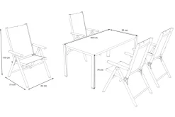 KETTLER BasicPlus Pro Garten-Essgruppe, silber/anthrazit, Alu/Textilene/Sicherheitsglas, 160 x 95 cm, 4 Klappstühle