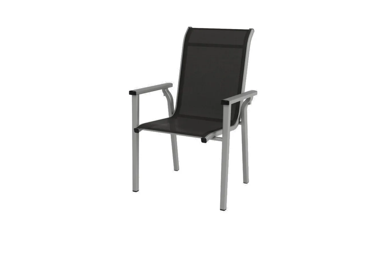 KETTLER BasicPlus Pro Garten-Essgruppe, silber/anthrazit, Alu/Textilene, ausziehbarer Tisch 180/240 x 100 cm, 6 Stapelsessel