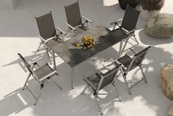 KETTLER BasicPlus Pro Garten-Essgruppe, silber/anthrazit, Alu/Textilene, 160 x 90 cm, 6 Klappstühle