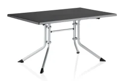 KETTLER BasicPlus Pro Garten-Essgruppe, anthrazit/silber, Alu/Textilene/KETTALUX, Tisch 140 x 95 cm, 2 Klappstühle