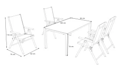 KETTLER BasicPlus Pro Garten-Essgruppe, anthrazit, Alu/Textilene, Tisch 160 x 95 cm, 4 Klappstühle
