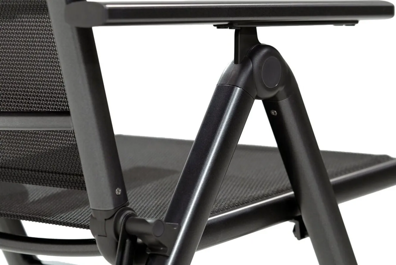 KETTLER BasicPlus Pro Garten-Essgruppe, anthrazit, Alu/Textilene, Tisch 160 x 95 cm, 4 Klappstühle