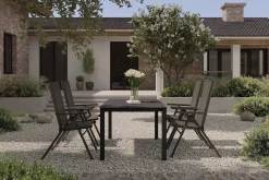 KETTLER BasicPlus Pro Garten-Essgruppe, anthrazit, Alu/Textilene, Tisch 160 x 95 cm, 4 Klappstühle