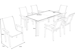 KETTLER BasicPlus Pro Garten-Essgruppe, anthrazit, Alu/Textilene, Tisch 180/240 x 90 cm, 6 Stapelsessel