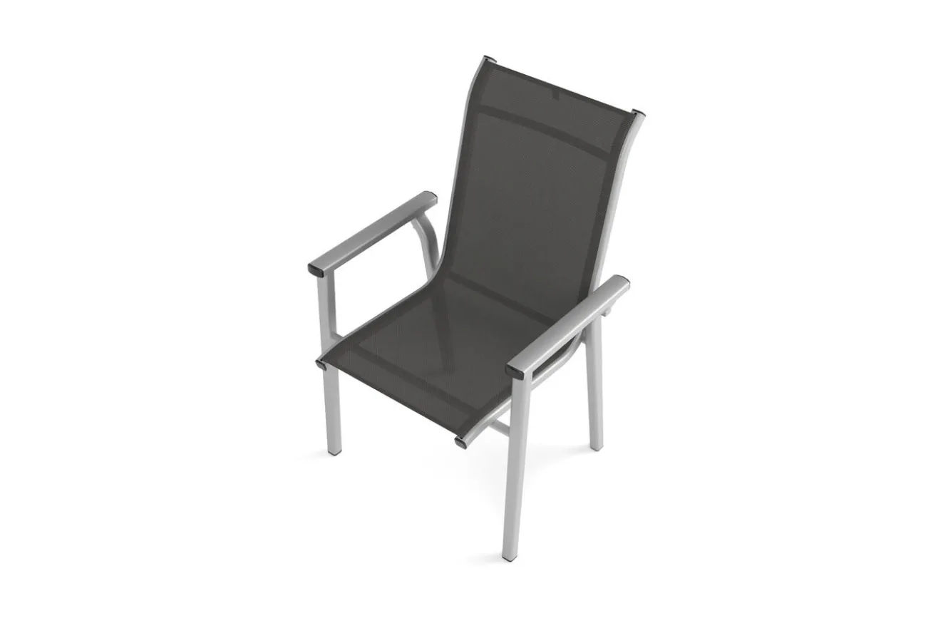 KETTLER BasicPlus Pro Garten-Essgruppe, silber/anthrazit, Alu/Textilene, Esstisch 160 x 95 cm, 6 Stapelsessel
