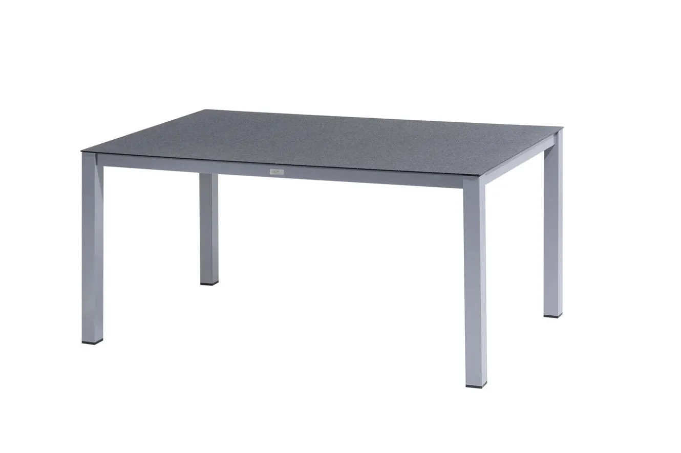 KETTLER BasicPlus Pro Garten-Essgruppe, silber/anthrazit, Alu/Textilene, Esstisch 160 x 95 cm, 4 Stapelsessel
