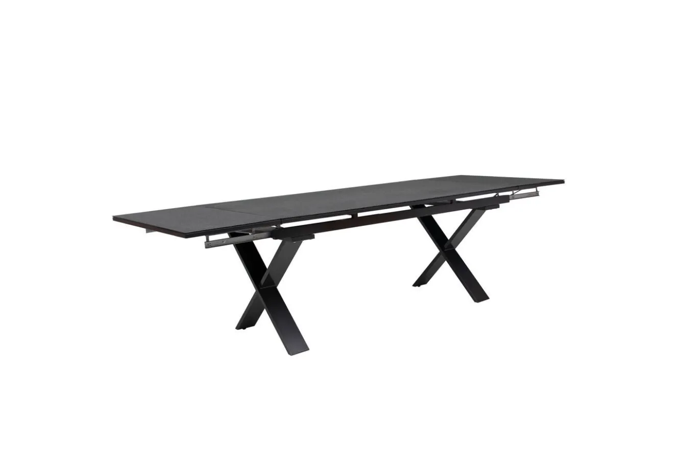 KETTLER BasicPlus Pro Garten-Essgruppe, anthrazit, Alu/Textilene/Spraystone, Tisch 180/280 x 100 cm, 6 Stapelsessel