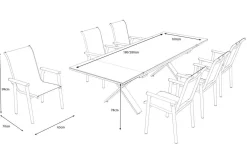 KETTLER BasicPlus Pro Garten-Essgruppe, anthrazit, Alu/Textilene/Spraystone, Tisch 180/280 x 100 cm, 6 Stapelsessel