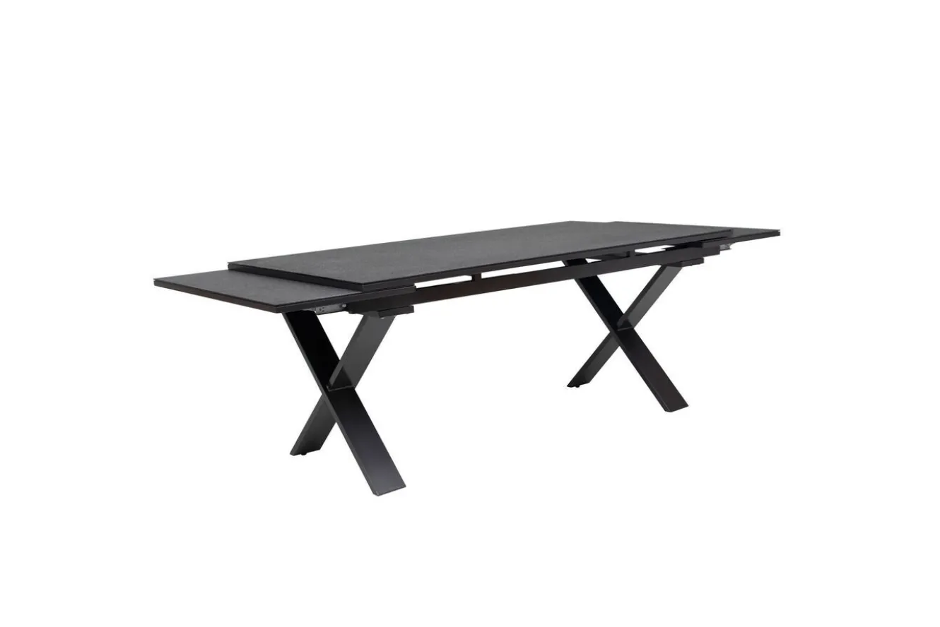 KETTLER BasicPlus Pro Garten-Essgruppe, anthrazit, Alu/Textilene/Spraystone, Tisch 180/280 x 100 cm, 6 Stapelsessel