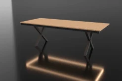 KETTLER BasicPlus Pro Garten-Essgruppe, anthrazit/natur, Alu/Holzimitat, LED-Beleuchtung, Tischplatte 240 x 100 cm, 4 Stapelsessel