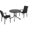 KETTLER BasicPlus Pro Garten-Essgruppe, anthrazit, Aluminium/Textilene/KETTALUX, Ø 100 x 74 cm, 2 Stapelsessel