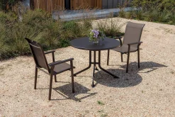 KETTLER BasicPlus Pro Garten-Essgruppe, anthrazit, Aluminium/Textilene/KETTALUX, Ø 100 x 74 cm, 2 Stapelsessel