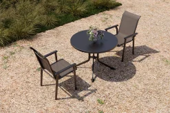 KETTLER BasicPlus Pro Garten-Essgruppe, anthrazit, Aluminium/Textilene/KETTALUX, Ø 100 x 74 cm, 2 Stapelsessel