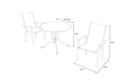 KETTLER BasicPlus Pro Garten-Essgruppe, anthrazit, Aluminium/Textilene/KETTALUX, Ø 100 x 74 cm, 2 Stapelsessel