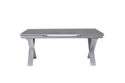 KETTLER BasicPlus Pro Garten-Essgruppe, silber/anthrazit, Alu/Textilene/Spraystone, 180/280 x 100 cm, 6 Klappstühle