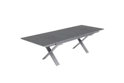KETTLER BasicPlus Pro Garten-Essgruppe, silber/anthrazit, Alu/Polyester/Spraystone, 180/280 x 100 cm, 6 Stapelsessel, inkl. Auflagen